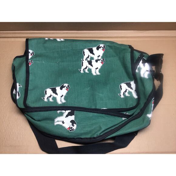 Vintage Big Dogs Laptop Messenger Bag Green Expanding Satchel 14.5" Hong Kong - Picture 6 of 6